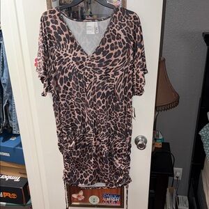 H&M Leopard Print Swim Coverup in Taupe and Black